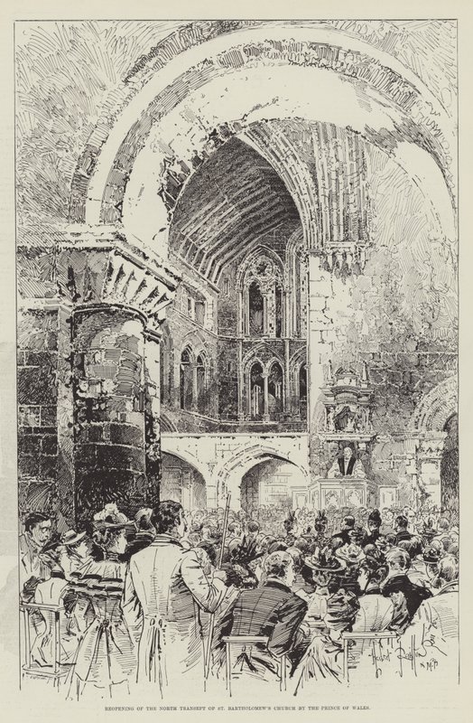 Reapertura del Transepto Norte de la Iglesia de San Bartolomé por el Príncipe de Gales de Herbert Railton