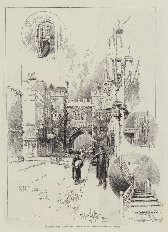 Puerta de San Juan, Clerkenwell, visitada por el Príncipe de Gales el 24 de junio de Herbert Railton