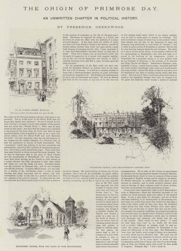 El Origen del Día de la Primavera, un Capítulo No Escrito en la Historia Política, por Frederick Greenwood de Herbert Railton