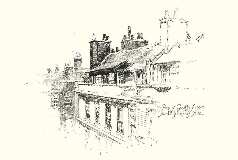Una vista de Gough Square, Londres, desde el ático del Dr. Johnson de Herbert (after) Railton