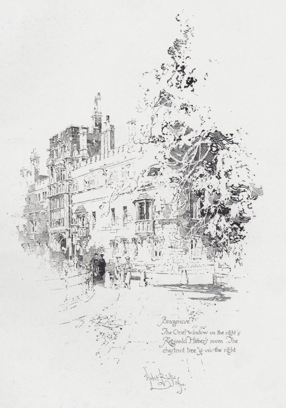Brasenose College, Oxford, mostrando la habitación del clérigo y escritor inglés Reginald Heber de Herbert (after) Railton