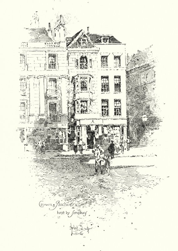Crown and Anchor, mantenido por Thomas Simpkin, The Strand, Londres de Herbert (after) Railton