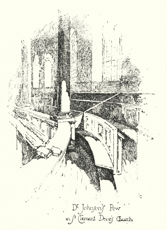Banco del Dr. Johnson, Iglesia de St Clement Dane, Londres de Herbert (after) Railton