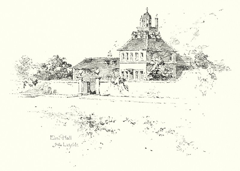 Elral Hall, cerca de Lichfield de Herbert (after) Railton