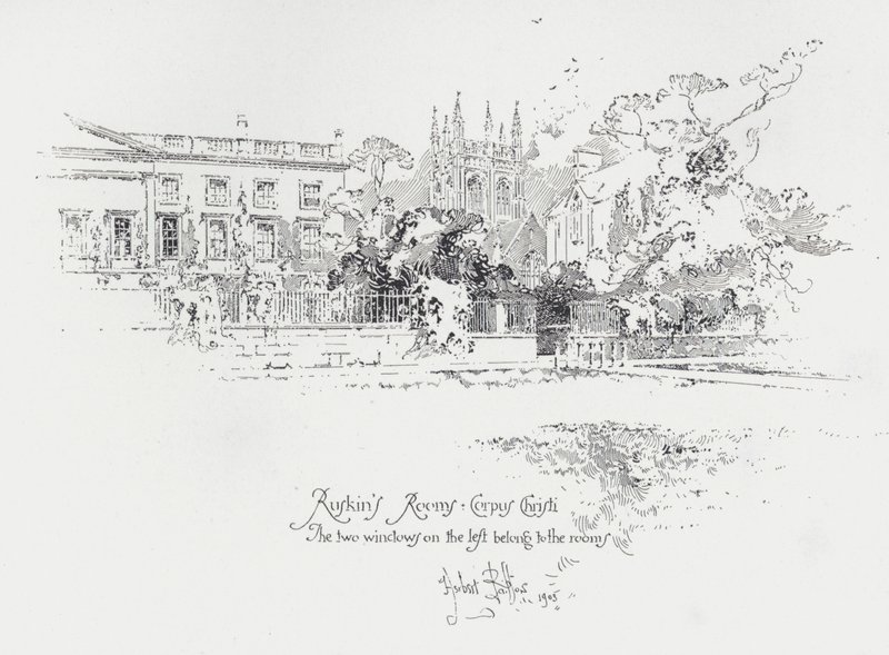 Habitaciones del crítico de arte inglés John Ruskin en Corpus Christi College, Oxford de Herbert (after) Railton