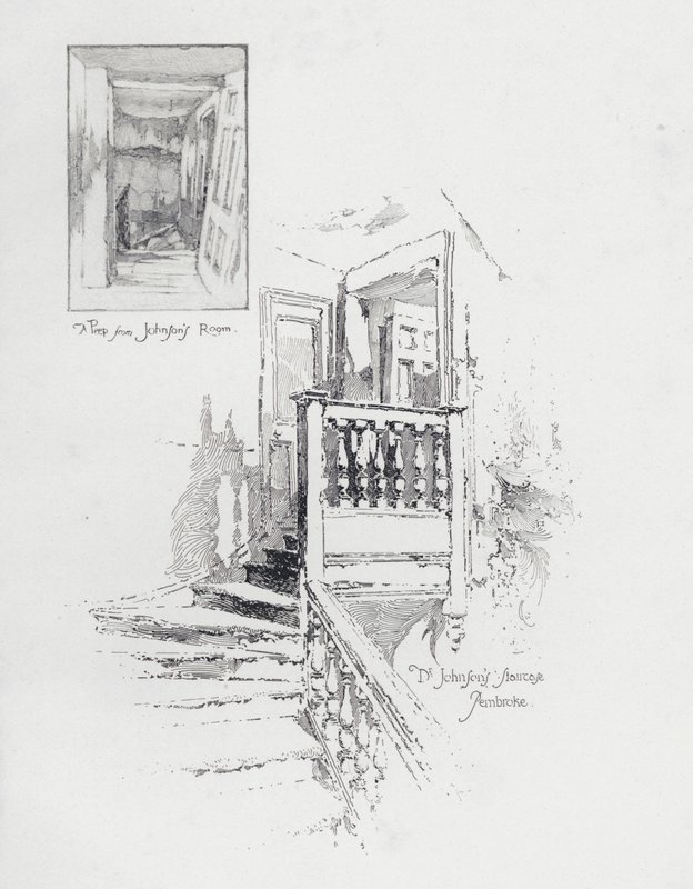 Habitación y escalera del escritor inglés Samuel Johnson, Pembroke College, Oxford de Herbert (after) Railton