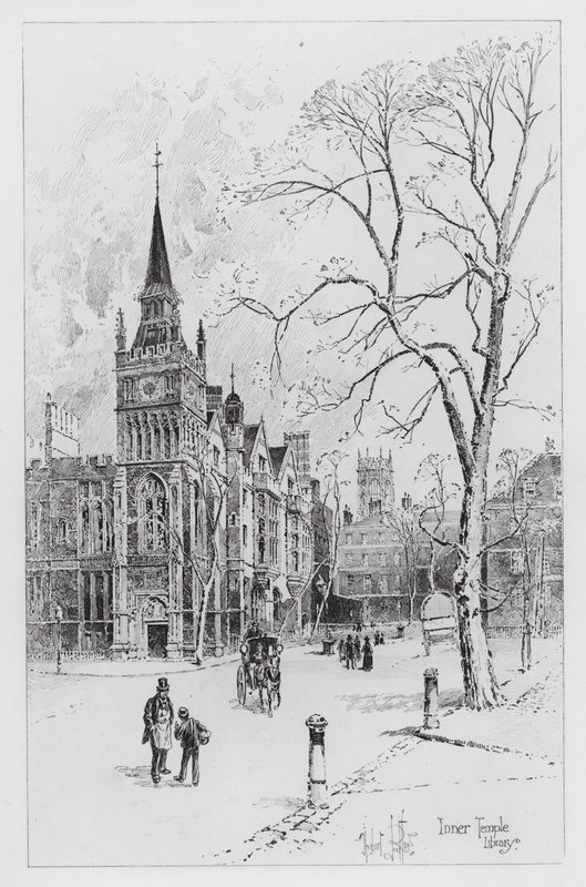 Biblioteca del Inner Temple (grabado) de Herbert (after) Railton
