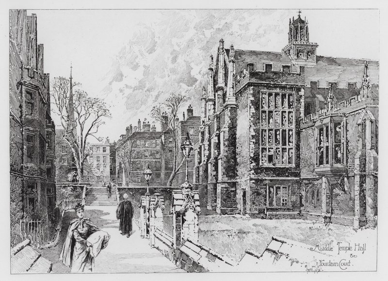 Middle Temple Hall y Fountain Court de Herbert (after) Railton