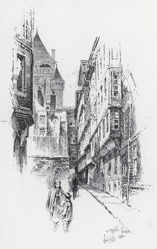Middle Temple Lane (grabado) de Herbert (after) Railton
