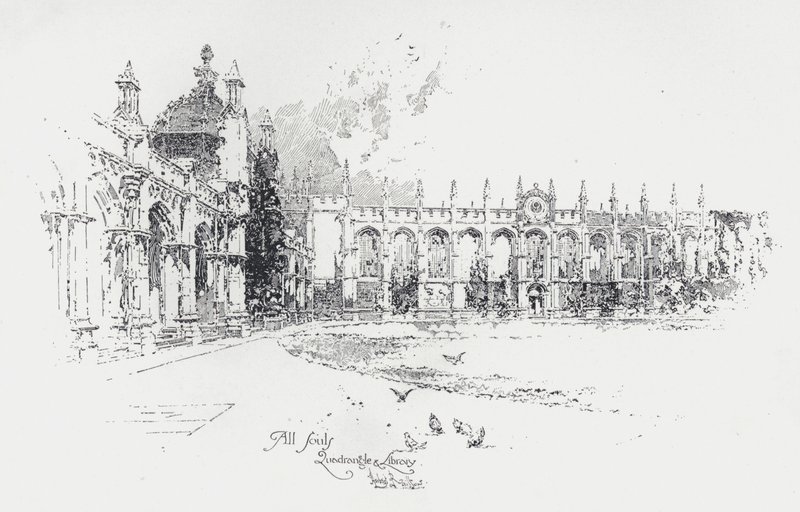 Patio y biblioteca, All Souls