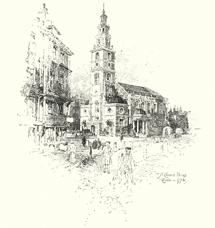 Iglesia de St Clement Dane, Londres, en 1774 de Herbert (after) Railton