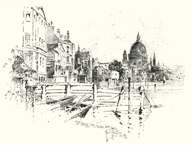 Catedral de San Pablo, Londres, desde Maiden Lane Stairs de Herbert (after) Railton