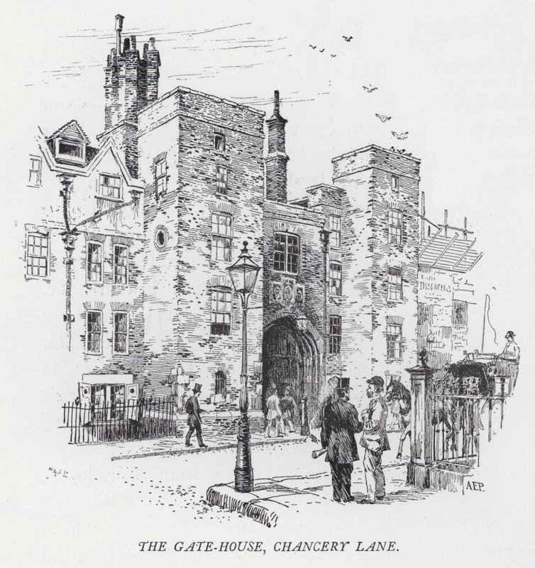La Casa de la Puerta, Chancery Lane (grabado) de Herbert (after) Railton