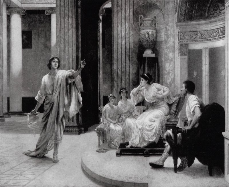El poeta romano Virgilio declamando a la emperatriz Octavia su elegía por la muerte de su hijo, Marcelo de Herbert (after) Sidney