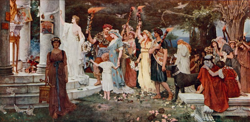 Templo de Eros (litografía en color) de Herbert Gustave (after) Schmalz