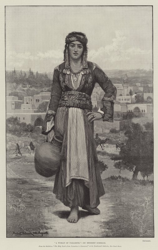 Una mujer de Nazaret, de la exposición La Tierra Santa, de Jerusalén a Damasco, en las Galerías Dowdeswell, New Bond Street de Herbert Gustave Schmalz