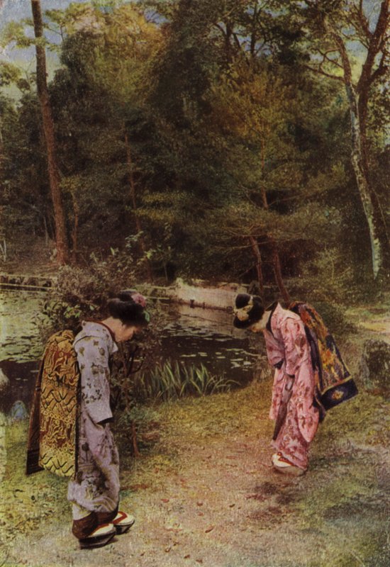 Saludos en el viejo jardín de Kinkakuji de Herbert Ponting