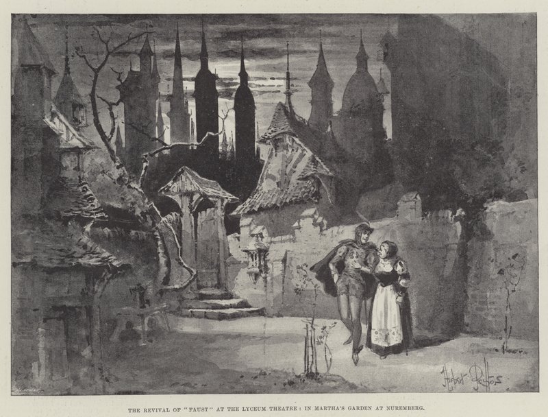 El Renacimiento de Fausto en el Teatro Lyceum, en el Jardín de Martha en Nuremberg de Herbert Railton