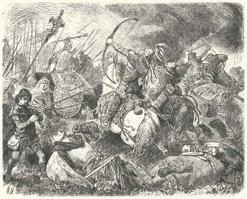 Un ejército huno rechazado en el campo de batalla de Hermann Vogel