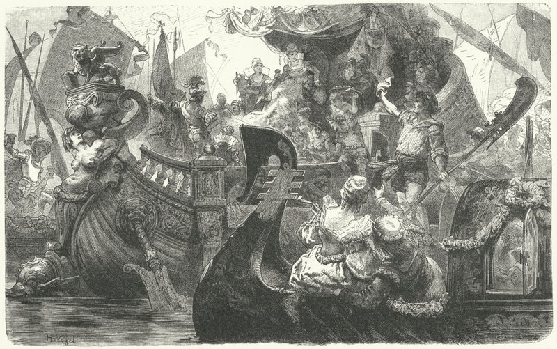 Caterina Cornaro zarpa de Venecia para convertirse en Reina de Chipre, 1472 de Hermann Vogel