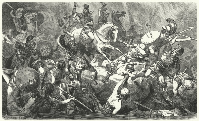 Derrota del ejército ateniense en Sicilia, 413 a.C. de Hermann Vogel