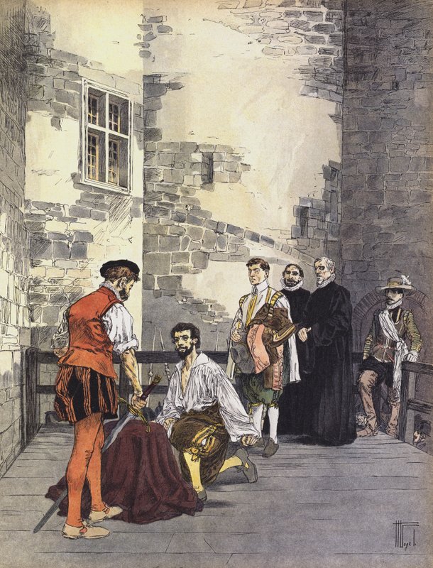 Ejecución de Charles de Gontaut, Duque de Biron, por traición, en la Bastilla, París, 1602 de Hermann Vogel