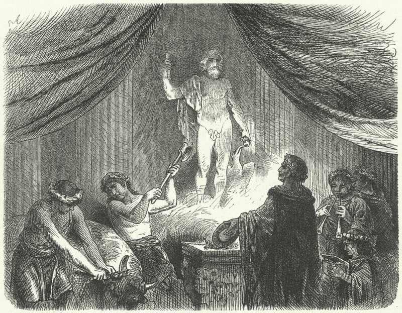 Romanos realizando un sacrificio al dios Júpiter de Hermann Vogel