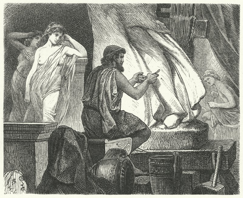 El estudio del escultor ateniense Praxíteles de Hermann Vogel
