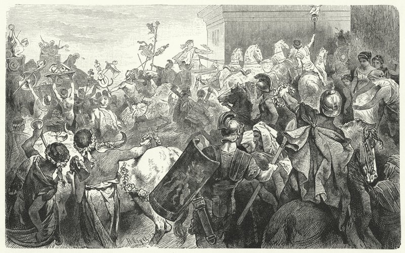 Triunfo de Escipión Emiliano tras la destrucción de Cartago en la Tercera Guerra Púnica, 146 a.C. de Hermann Vogel