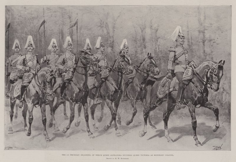 El 1er Dragones Prusianos, de los cuales la Reina Alexandra sucede a la Reina Victoria como Coronel Honorario de Hermanus Willem Koekkoek