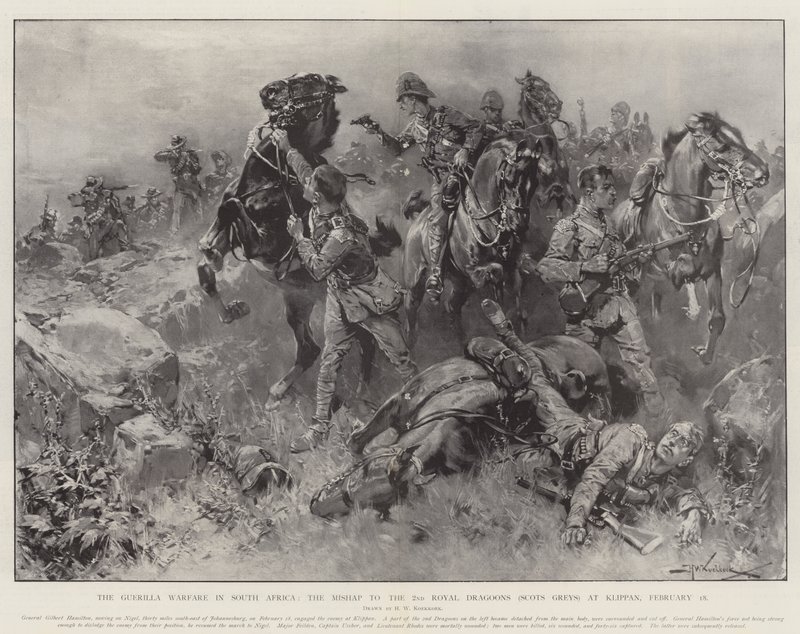 La guerra de guerrillas en Sudáfrica, el percance de los 2º Dragones Reales (Scots Greys) en Klippan, 18 de febrero de Hermanus Willem Koekkoek