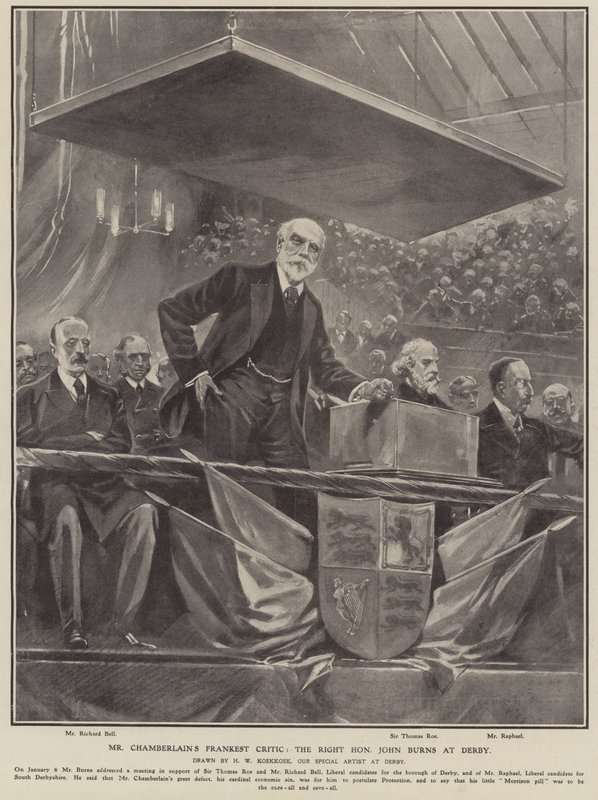 El crítico más franco del Sr. Chamberlain: el Muy Honorable John Burns en Derby de Hermanus Willem (after) Koekkoek