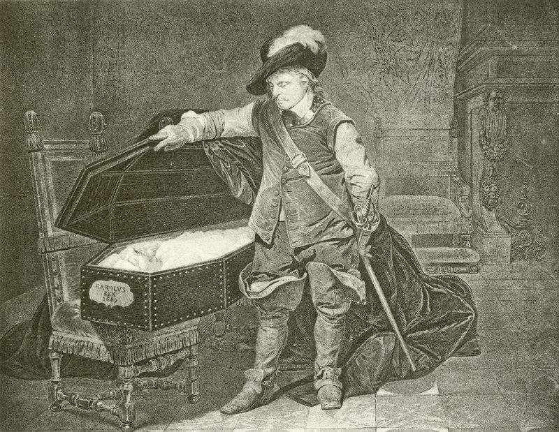 Oliver Cromwell mirando el cadáver del Rey Carlos I de Hippolyte Delaroche