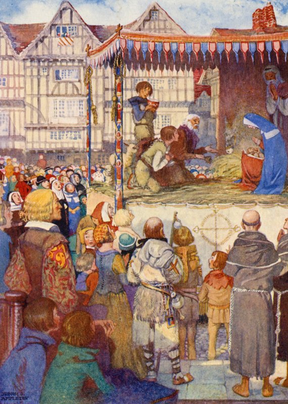A Chester Miracle Play (litografía en color) de Honor Charlotte Appleton