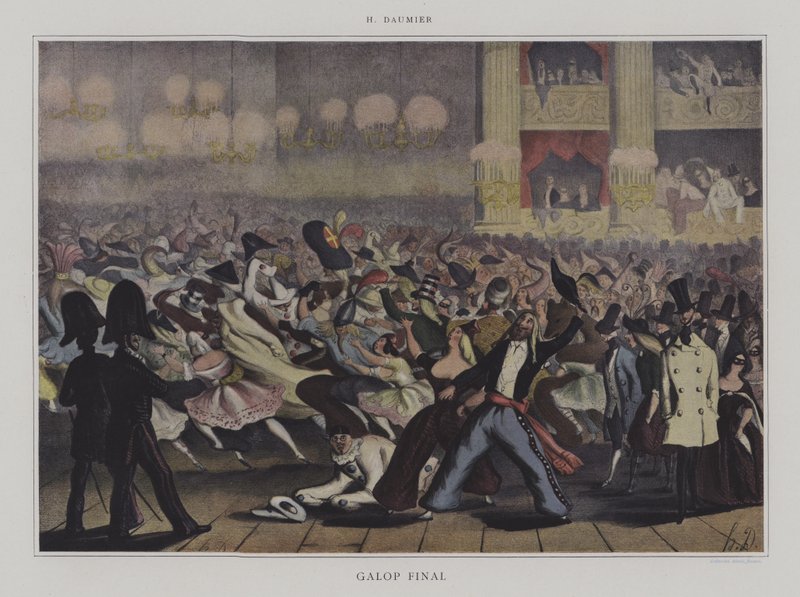 Galop Final (litografía a color) de Honore (after) Daumier