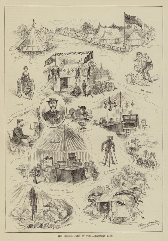 El campamento ciclista en el Alexandra Park de Horace Morehen