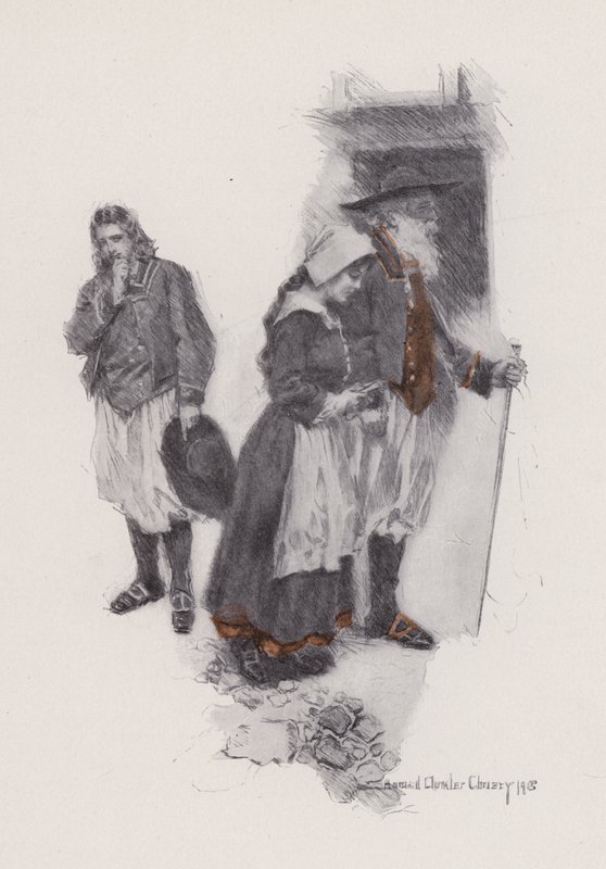 Ilustración de Evangeline, A Tale of Arcadie, de Henry Wadsworth Longfellow (litografía) de Howard Chandler (after) Christy