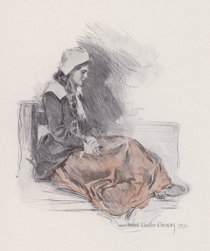 Ilustración de Evangeline, A Tale of Arcadie, de Henry Wadsworth Longfellow (litografía) de Howard Chandler (after) Christy
