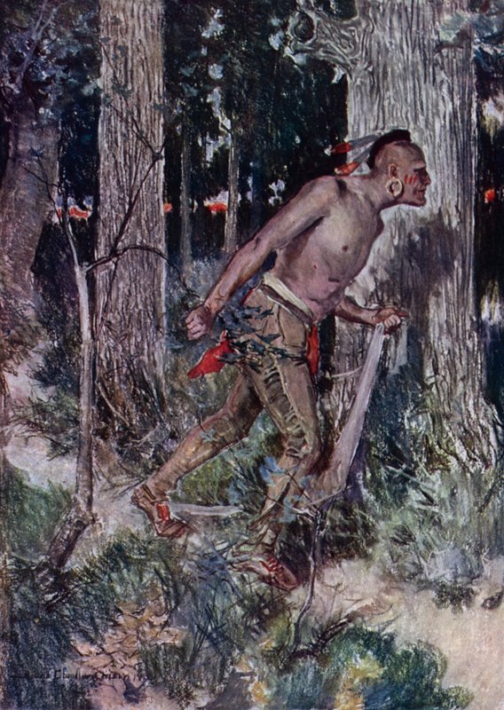 Ilustración de El cortejo de Miles Standish de Henry Wadsworth Longfellow (litografía en color) de Howard Chandler (after) Christy