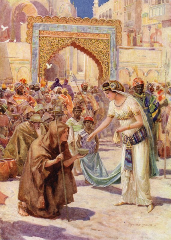 San Jorge y la princesa Sabra (litografía en color) de Howard Davie