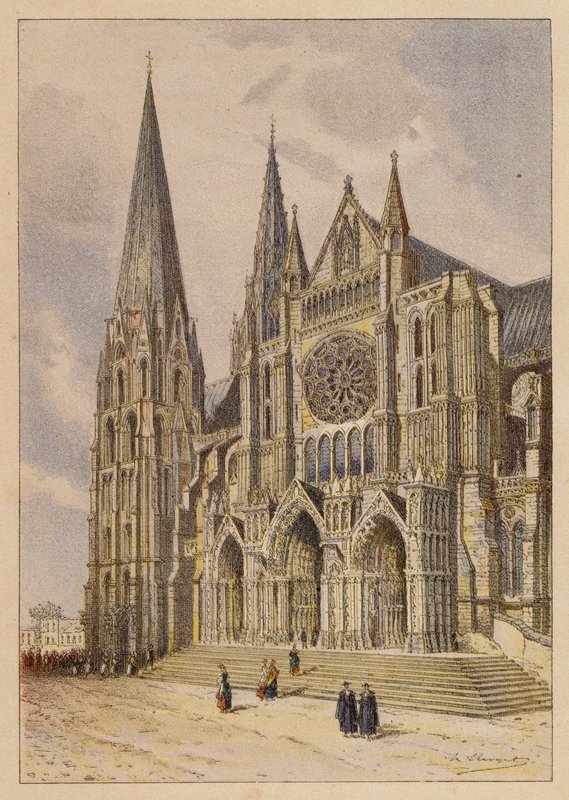 Notre-Dame De Chartres (litografía en color) de Hubert Clerget