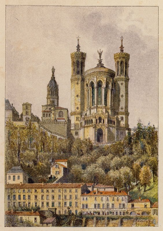 Notre-Dame De Fourvieres, A Lyon (litografía en color) de Hubert Clerget