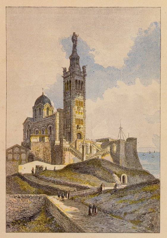 Notre-Dame De La Garde, Marsella (litografía en color) de Hubert Clerget