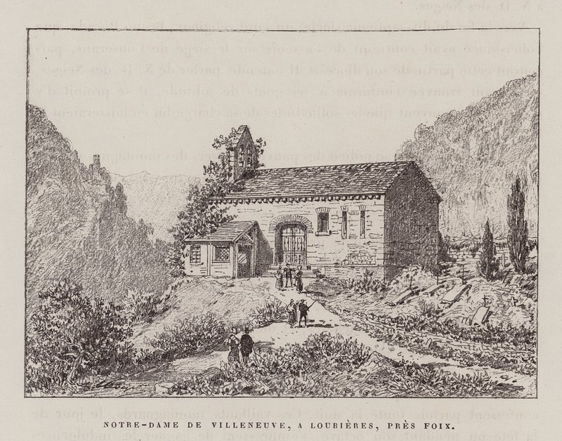 Notre-Dame De Villeneuve, A Lourieres, Pres Foix (grabado) de Hubert Clerget