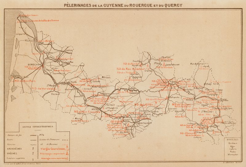 Pelerinages De La Guyenne Du Rouergue Et Du Quercy (litografía en color) de Hubert Clerget