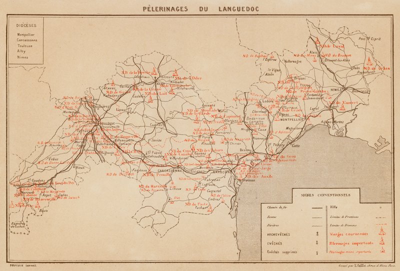 Pelerinages Du Languedoc (litografía en color) de Hubert Clerget