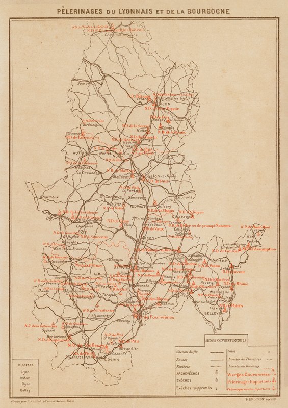 Pelerinages Du Lyonnais Et De La Bourgogne (litografía en color) de Hubert Clerget