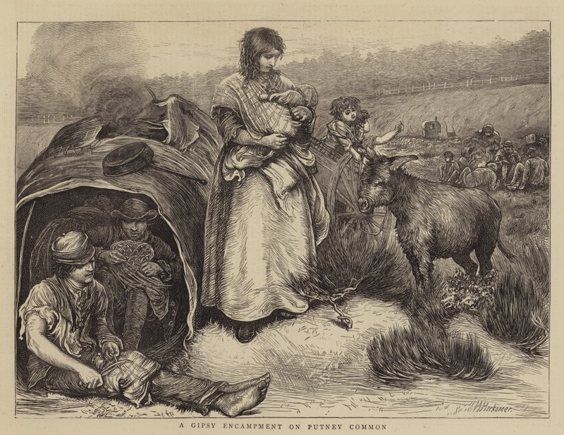 Un campamento gitano en Putney Common de Hubert von Herkomer