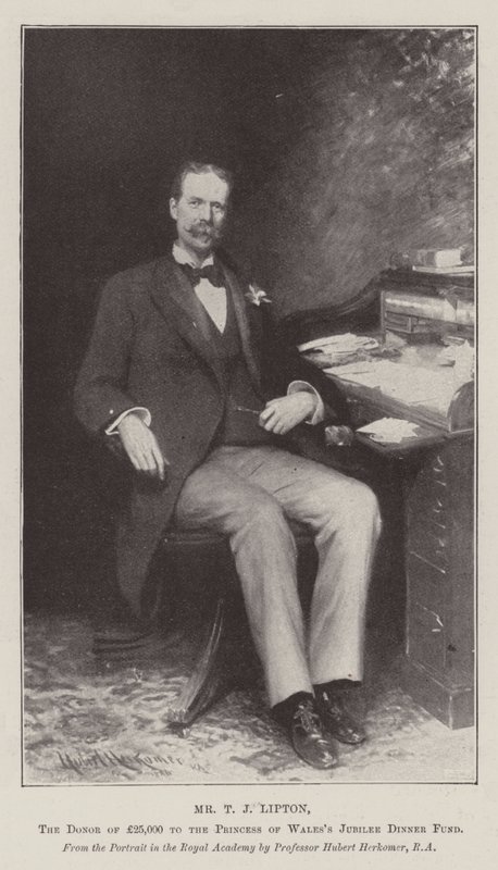 El Sr. T J Lipton, el donante de £25,000 al Fondo de la Cena del Jubileo de la Princesa de Gales de Hubert von Herkomer
