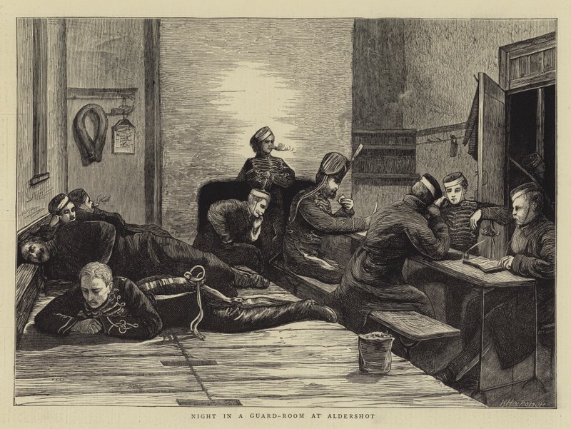 Noche en una sala de guardia en Aldershot de Hubert von Herkomer